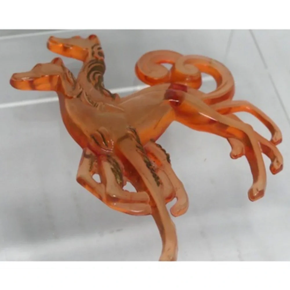 Art Deco Celluloid Russian Wolfhound 3" Brooch Lucite Borzoi Vintage Pin - Picture 5 of 11